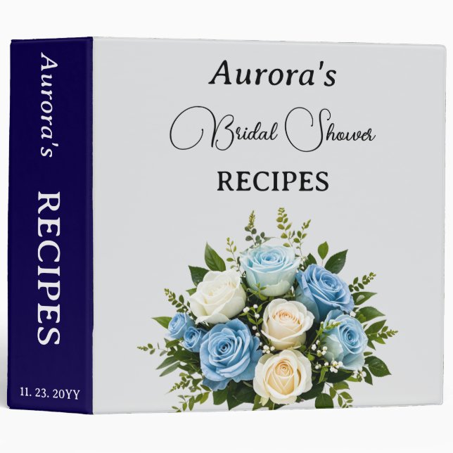 Custom Bridal Shower Recipe Binder for Aurora (Front/Spine)