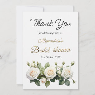 Custom Bridal Shower Roses Thank you Card