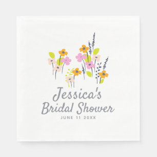 Custom Bridal Shower Rustic Garden Wildflowers Napkin