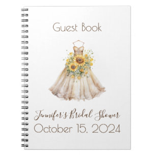Custom Bridal Shower Sunflower Dress Guestbook Notebook