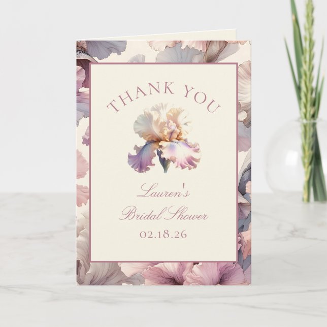 Custom Bridal Shower Thank You Blush Pink Floral Card (Front)