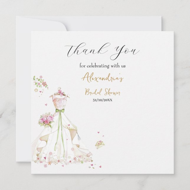Custom Bridal Shower Wedding Dress Thank you (Front)