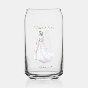 Custom Bridal Shower Wedding dress Thank you Can Glass