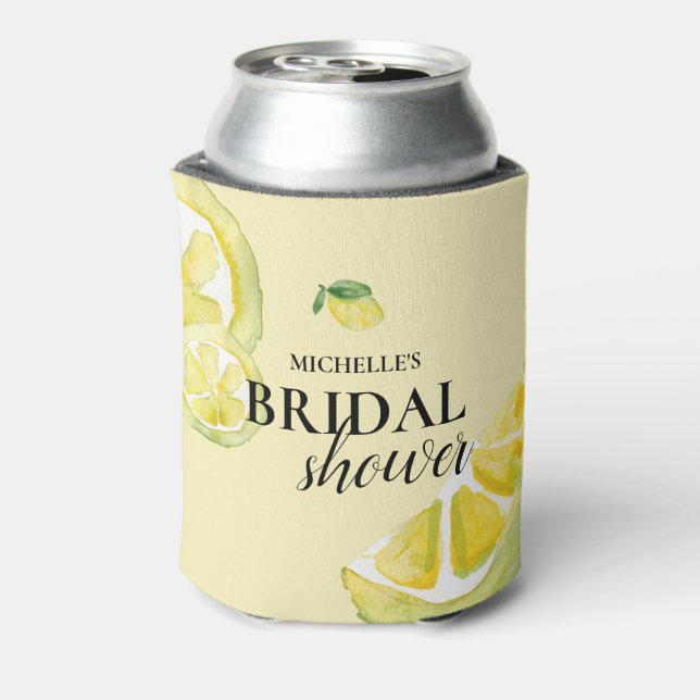 Custom Bridal Shower Yellow Lemon Can Cooler (Can Back)