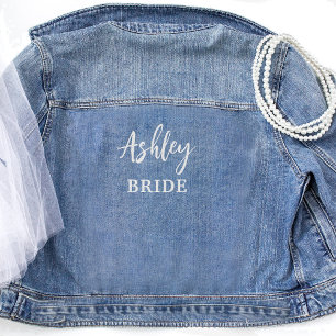 Custom Bridal Wedding Script Jean Denim Jacket