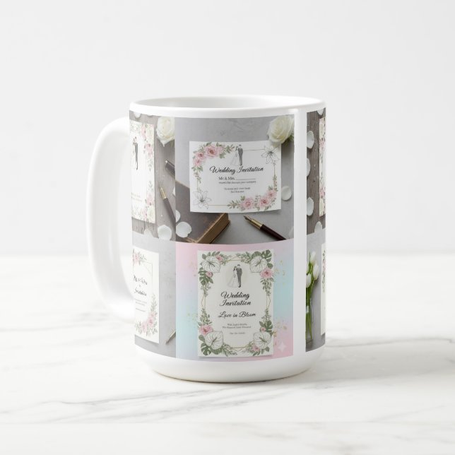 Custom Bride and Groom Illustration Coffee Mug (Front Left)