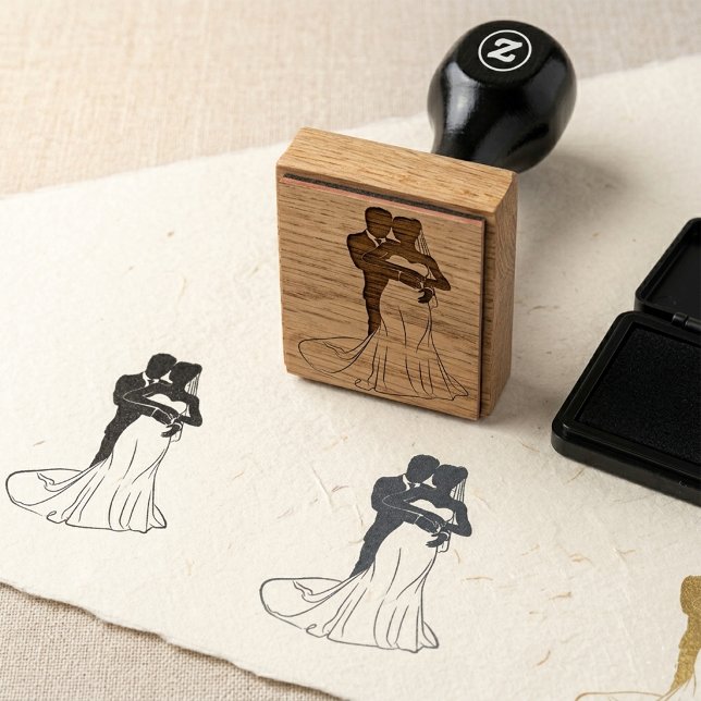 Custom Bride and Groom Wedding Invitation Rubber Stamp (Custom Bride and Groom Wedding Invitation Stamp)