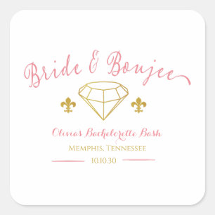 Custom Bride Boujee Diamond Bachelorette Party Square Sticker