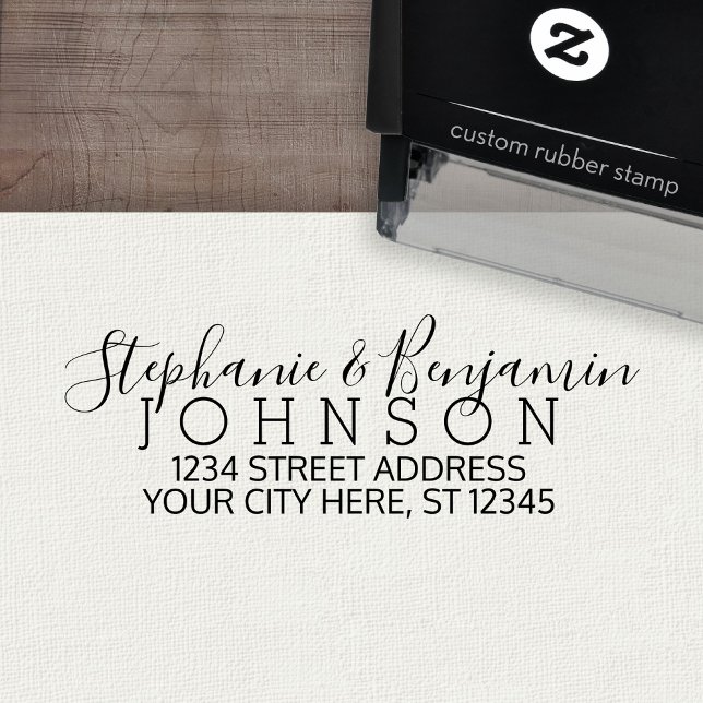 Custom Bride Groom and Return Address Self-inking Stamp (Personalized Wedding Rubber Stamp - Self-Inking)