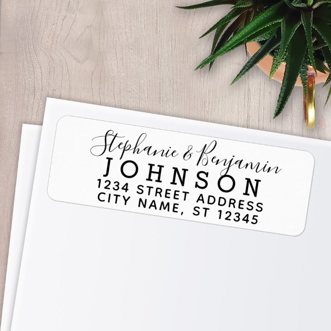 Custom Bride Groom Modern Script Return Address (Creator Uploaded)