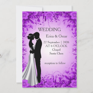 🌿 Custom Bride Groom Silhouette Floral Frame  Invitation