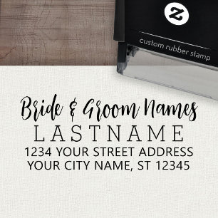 Custom Bride Groom Wedding Name Return Address Self-inking Stamp