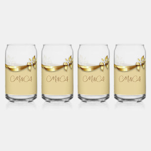 Custom Bride & Groom's Initials Thank you Can Glass