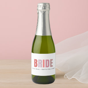 Custom Bride Wine Label Pink Monogram