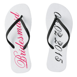 Custom Bridesmaid add your own wedding date gift Flip Flops