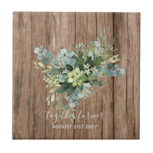 Custom Bridesmaid Bridal Party Gifts Greenery Tile