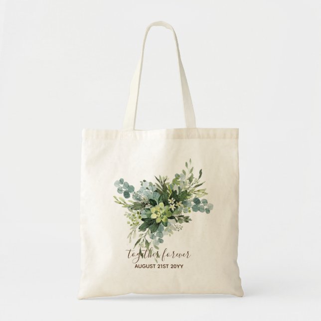 Custom Bridesmaid Bridal Party Gifts Greenery  Tote Bag (Front)