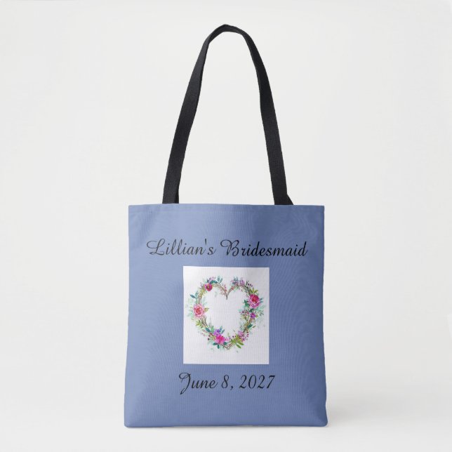 Custom Bridesmaid floral tote bag (Front)