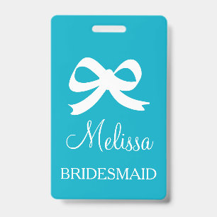 Custom bridesmaid name badges for wedding party