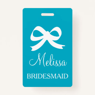 Custom bridesmaid name badges for wedding party