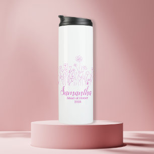 Custom Bridesmaid Name Floral Thermal Tumbler