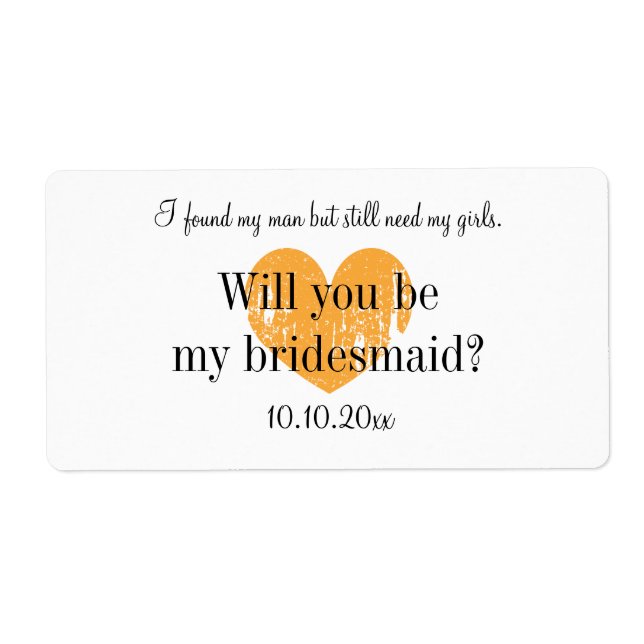 Custom Bridesmaid request wine bottle labels (Front)