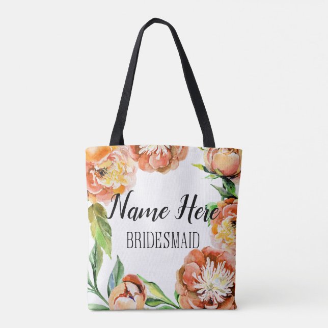 Custom Bridesmaid Tote Bag Gift Floral (Back)