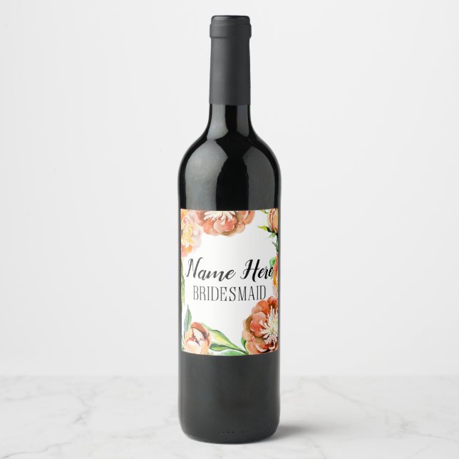 Custom Bridesmaid Wine Bottle Label (Front)