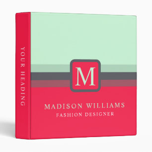 Custom Bright Blue Grey Pink Red Color Block Binder