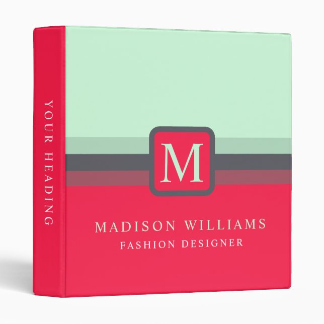 Custom Bright Blue Grey Pink Red Colour Block Binder (Front/Spine)