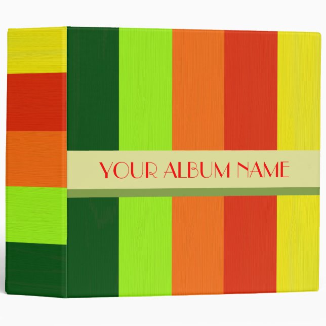 Custom Bright Colourful Rainbow Stripes Photo Albu Binder (Front/Spine)