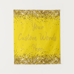 Custom Bright Gold Birthday Party Photo Booth Prop Tapestry