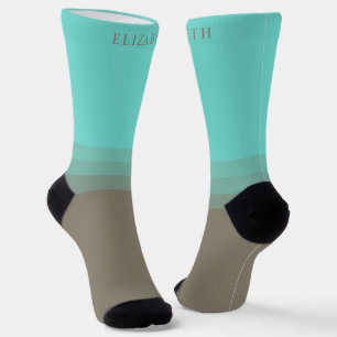 Custom Bright Light Blue Dark Purple Colour Block Socks