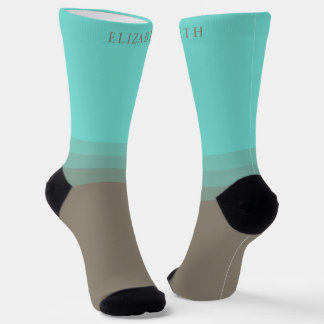 Custom Bright Light Blue Dark Purple Colour Block Socks