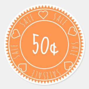 Custom Bright Orange Sale Price Classic Round Sticker