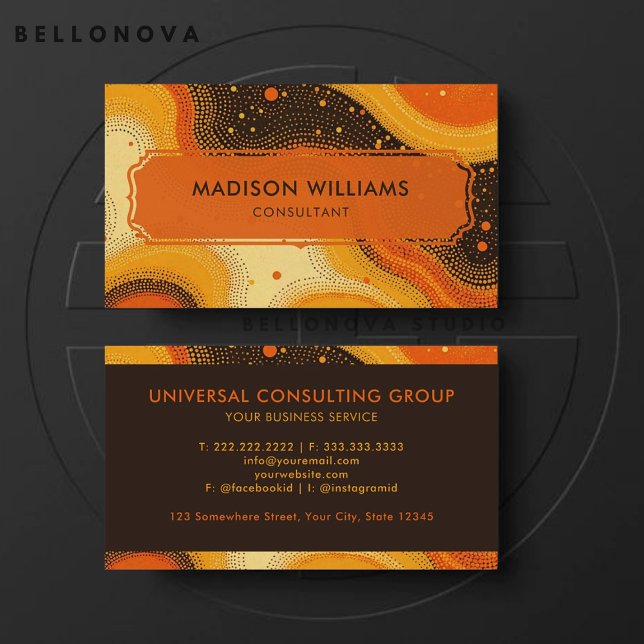 Custom Bright Orange Yellow Red Black Professional Business Card (Custom Bright Orange Yellow Red Black Professional Business Card)