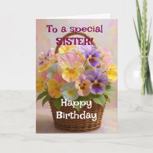 Custom Bright  Pink Lilies Happy Birthday Sister Card