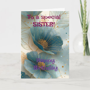 Custom Bright  Pink Lilies Happy Birthday Sister Card