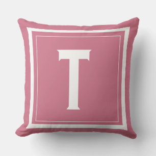 Custom Bright Pink Monogram Initial Letter Pillow