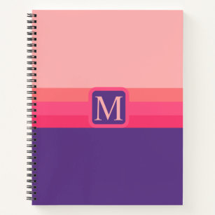 Custom Bright  Pink Purple Blue Colour Block Notebook