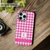 Custom Bright Pink White Chequered Pattern