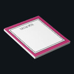 Custom Bright Pink White Editable Colour Notepad<br><div class="desc">Bright pink (background colour can be edited) personalized notepad with your name or any text you choose at the top.</div>