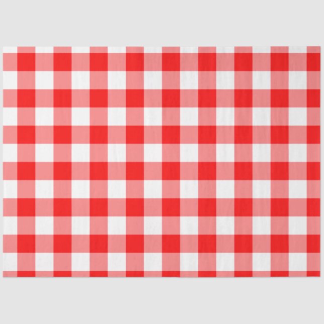 Custom Bright Red Gingham Tissue Paper (Front)