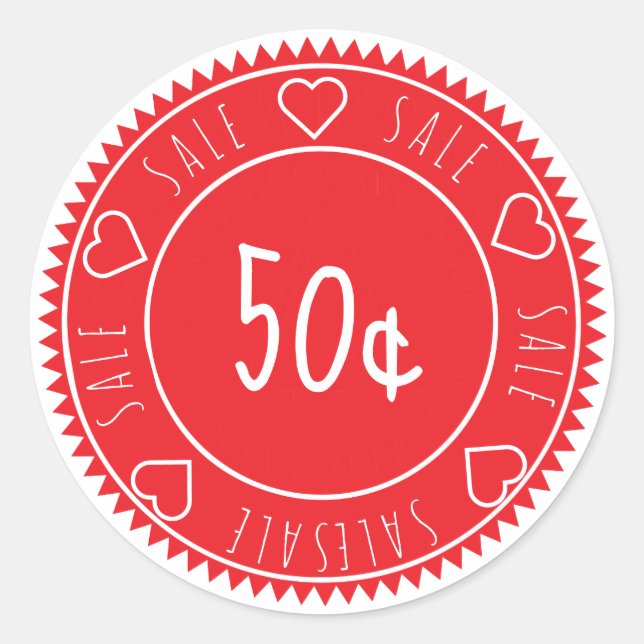 Custom Bright Red Sale Price discount Classic Round Sticker (Front)