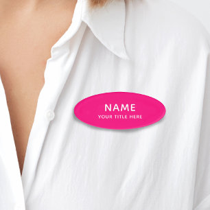 Custom Bright Red Simple Basic Modern Title Name Tag