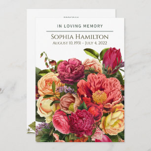 Custom Bright Watercolor Floral Funeral Program