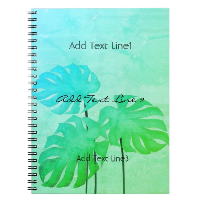 Custom Bright Watercolor Leaf Mint Green Notebook (Front)