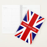Custom British Union Jack flag Planner<br><div class="desc">Custom British Union Jack flag weekly monthly spiral planner. Personalized weekly / month agenda. Make your own funny cover with this patriotic template design. Fun English theme Birthday gift idea for friends, family, coworker, boss, colleague, school teacher, company manager etc. Office humour presents for him or her. UK flag of...</div>