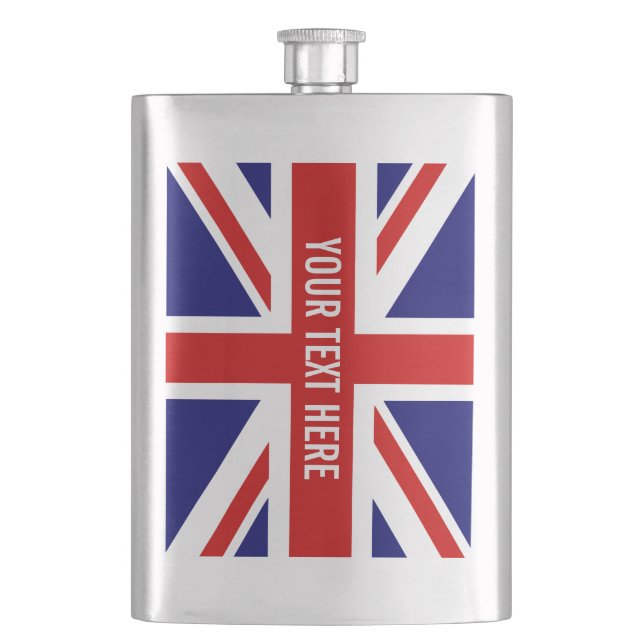 Custom British Union Jack flag steel drink flask (Front)
