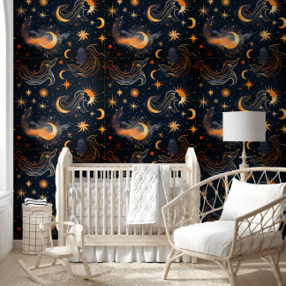 Custom Bronze gold accent celestial Wallpaper